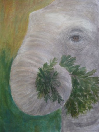 Hungriger Elefant 30cm x 40cm auf Papier